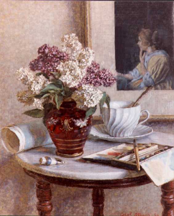 Flowers in a Red Vase